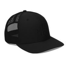 Load image into Gallery viewer, Black on Black Jerusalem Cross Trucker Cap