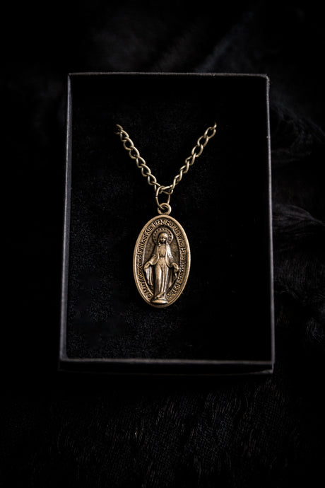 Aged Brass Miraculous Medal - 1