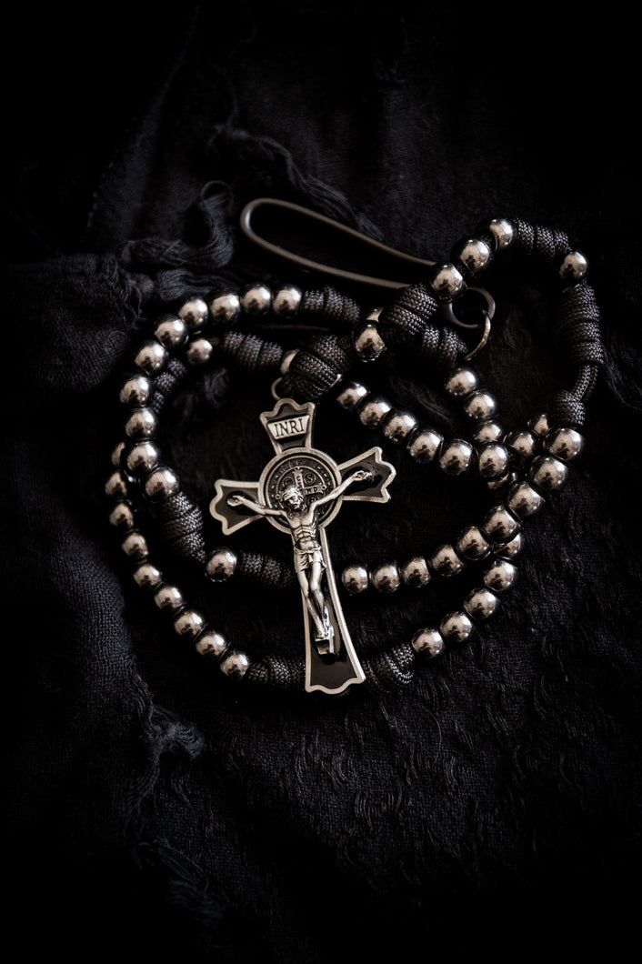 Sanctus Open Carry Belt Rosary  MKIII - Black & Gunmetal