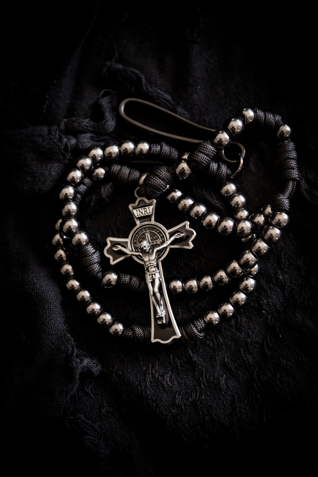 Sanctus Open Carry Belt Rosary  MKIII - Black & Gunmetal