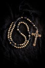 Load image into Gallery viewer, Sanctus Metal &amp; Cord Rosary - Black &amp; Brass