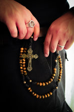 Load image into Gallery viewer, Apostolic Belt Rosary - Tiger&#39;s Eye Stone and Brass