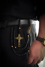 Load image into Gallery viewer, St. Benedict Belt Rosary - Black Wood and Brass