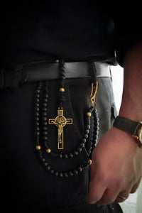 St. Benedict Belt Rosary - Black Wood and Brass