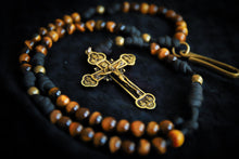 Load image into Gallery viewer, Apostolic Belt Rosary - Tiger&#39;s Eye Stone and Brass