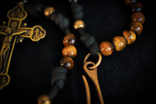 Load image into Gallery viewer, Apostolic Belt Rosary - Tiger&#39;s Eye Stone and Brass