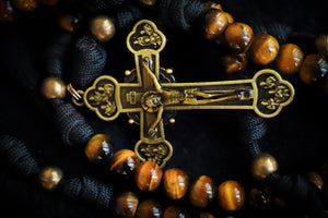 Apostolic Belt Rosary - Tiger's Eye Stone and Brass