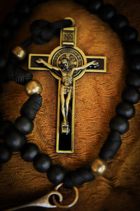 St. Benedict Belt Rosary - Black Wood and Brass