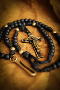 St. Benedict Belt Rosary - Black Wood and Brass