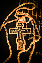 Load image into Gallery viewer, Eastern Rite Cross of Golgotha - Gold-Tone Steel Necklace