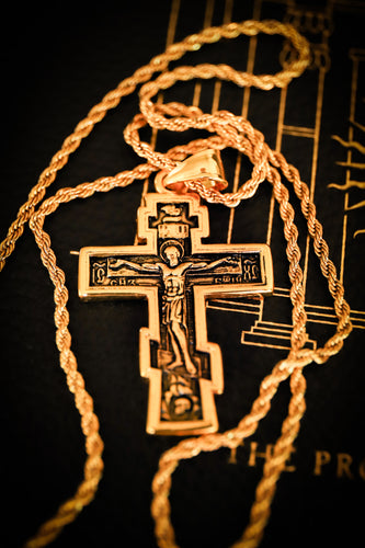 Eastern Rite Cross of Golgotha - Gold-Tone Steel Necklace