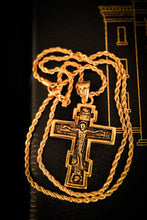 Load image into Gallery viewer, Eastern Rite Cross of Golgotha - Gold-Tone Steel Necklace