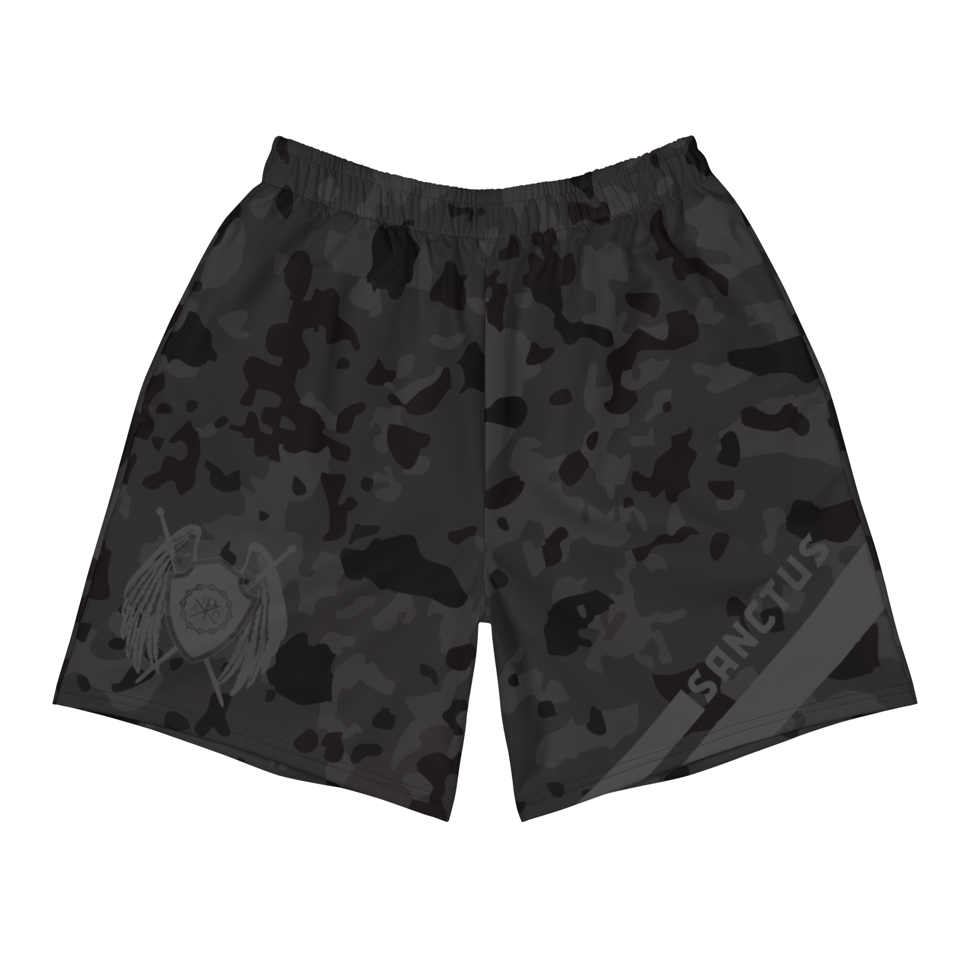 Sanctus Black Multicam Athletic Long Shorts | Sanctus Co.