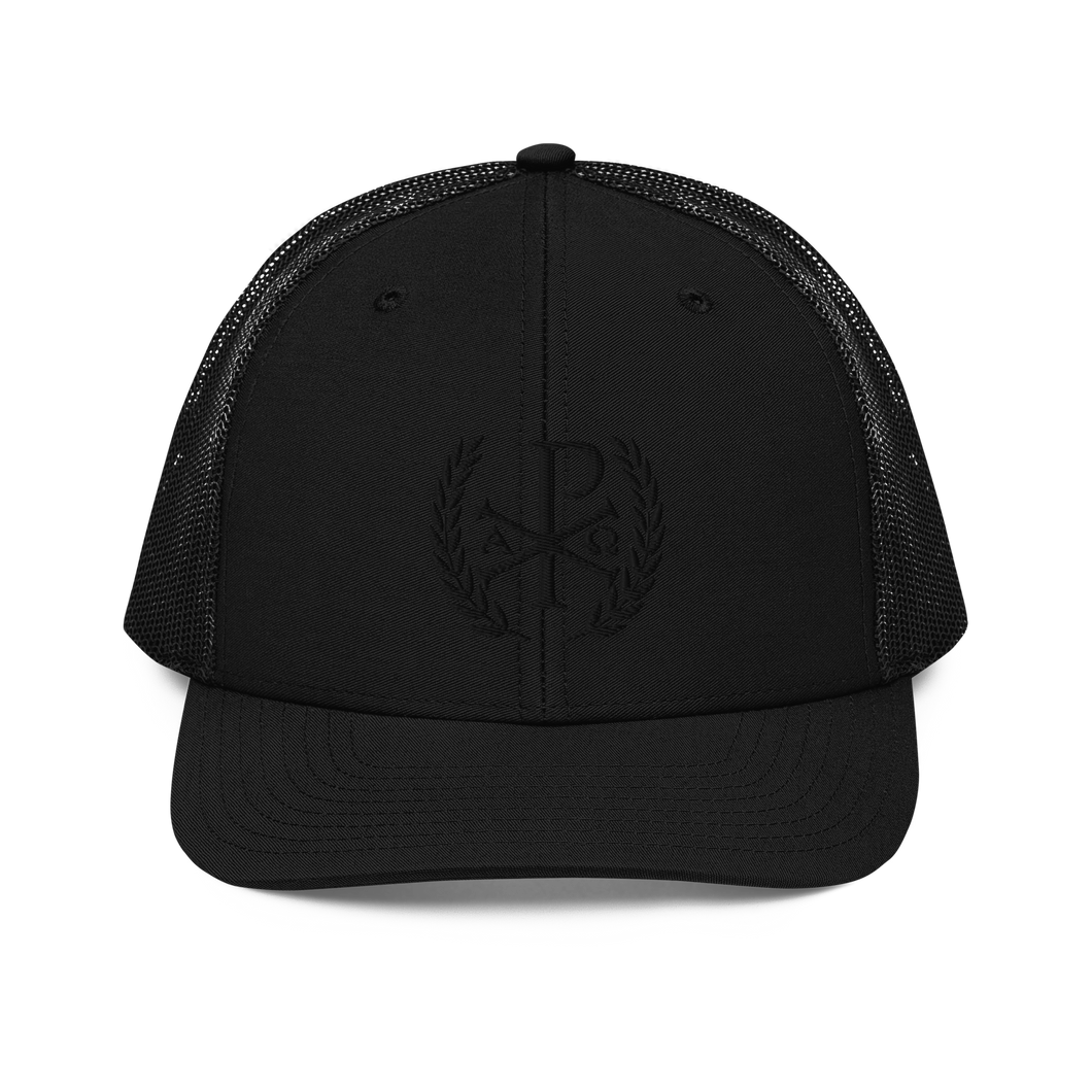 Black on Black Victory Chi Rho Trucker Cap