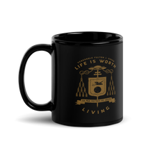 Load image into Gallery viewer, Bl. Fulton Sheen Coat of Arms Black Glossy Mug