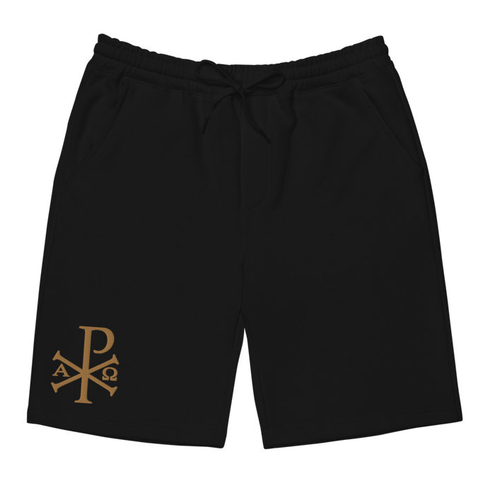 Chi Rho Embroidered Men's fleece shorts - Sanctus Co.