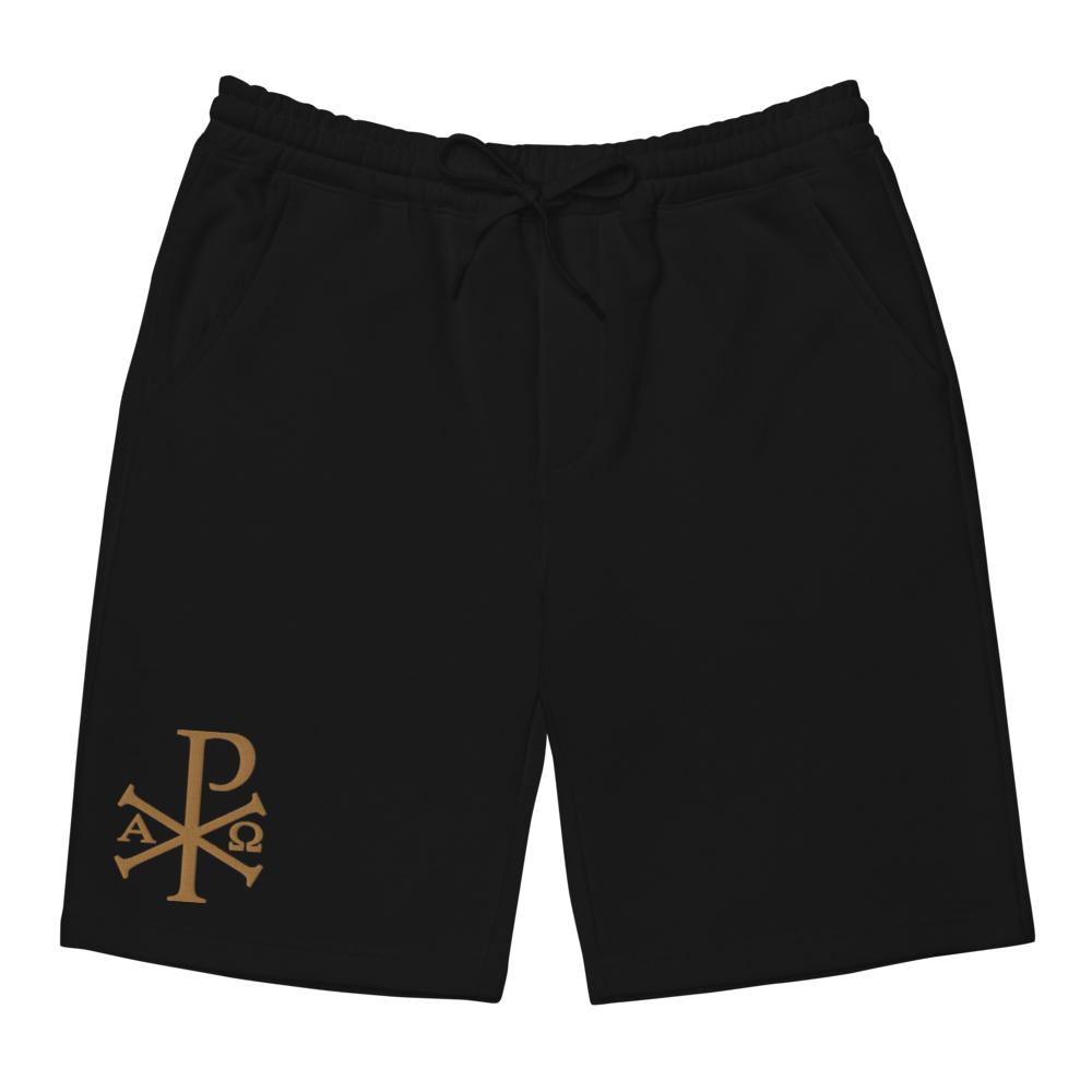 Chi Rho Embroidered Men's fleece shorts - Sanctus Co.