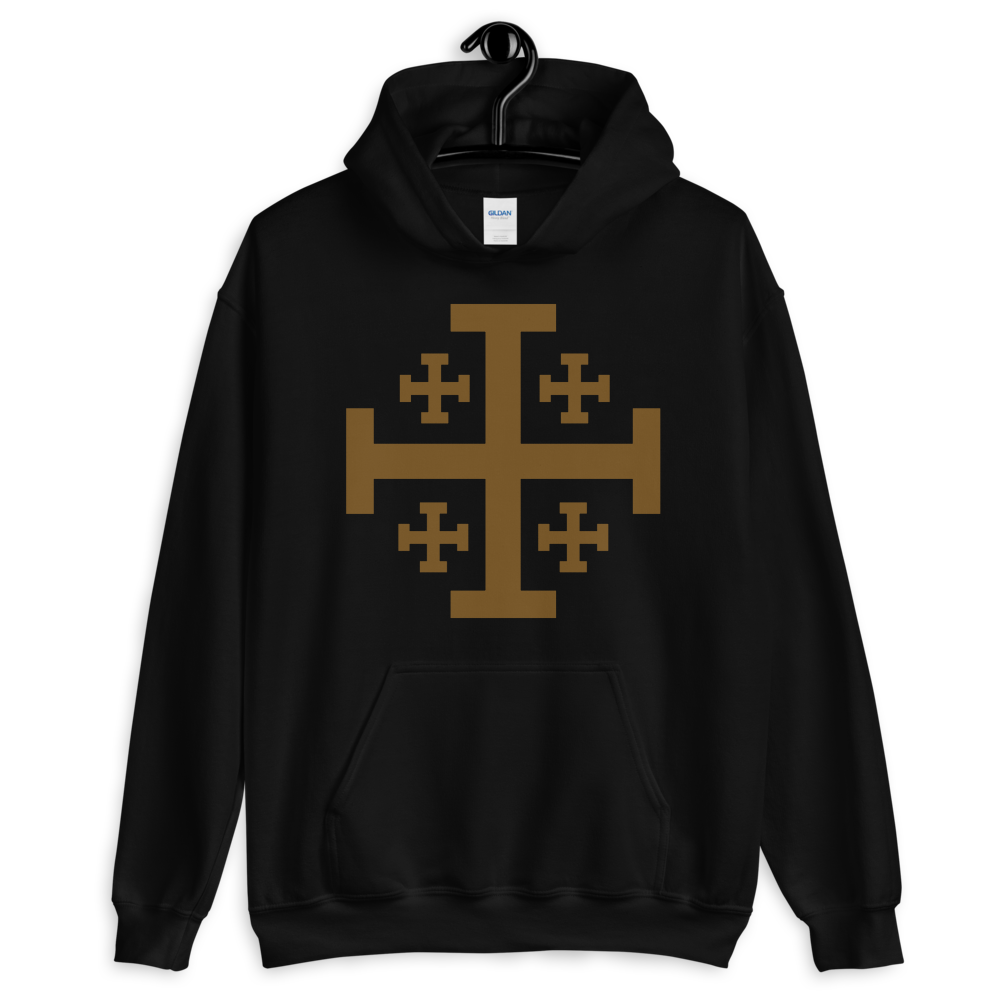 Jerusalem Cross Hooded Sweatshirt - Sanctus Supply Co.