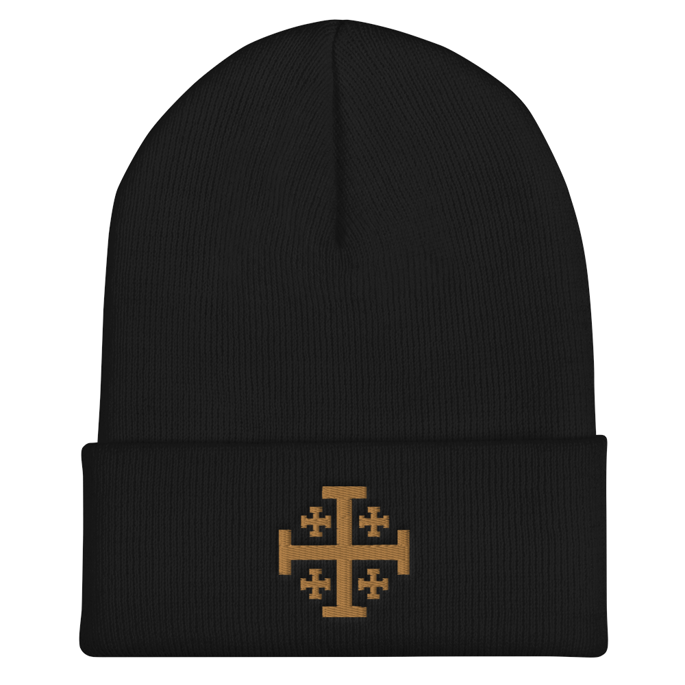 Jerusalem Cross Cuffed Beanie - Sanctus Supply Co.